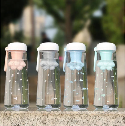 Cute cat's claw design plastic water bottle in gray color, perfect for staying hydrated on the go