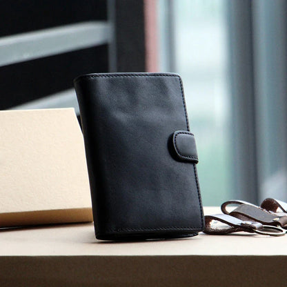 Men's Handmade Premium Leather Wallet with Vertical Design in Black or Brown