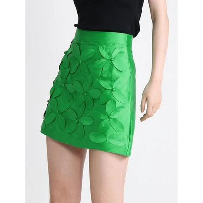 Elegant floral-patterned A-line mini skirt with a high-waist design, perfect for Kiwi summer fashion