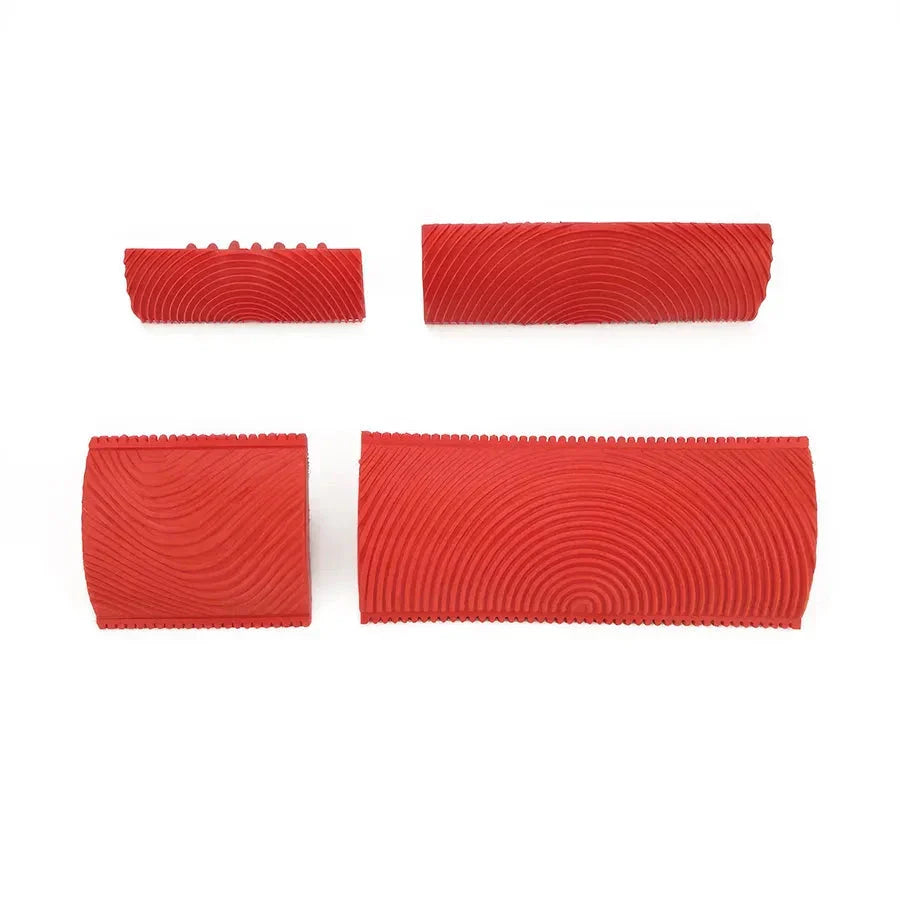 Trendha DIY Wood Grain Rubber Roller Set for creating natural wood textures on walls, doors, and furniture