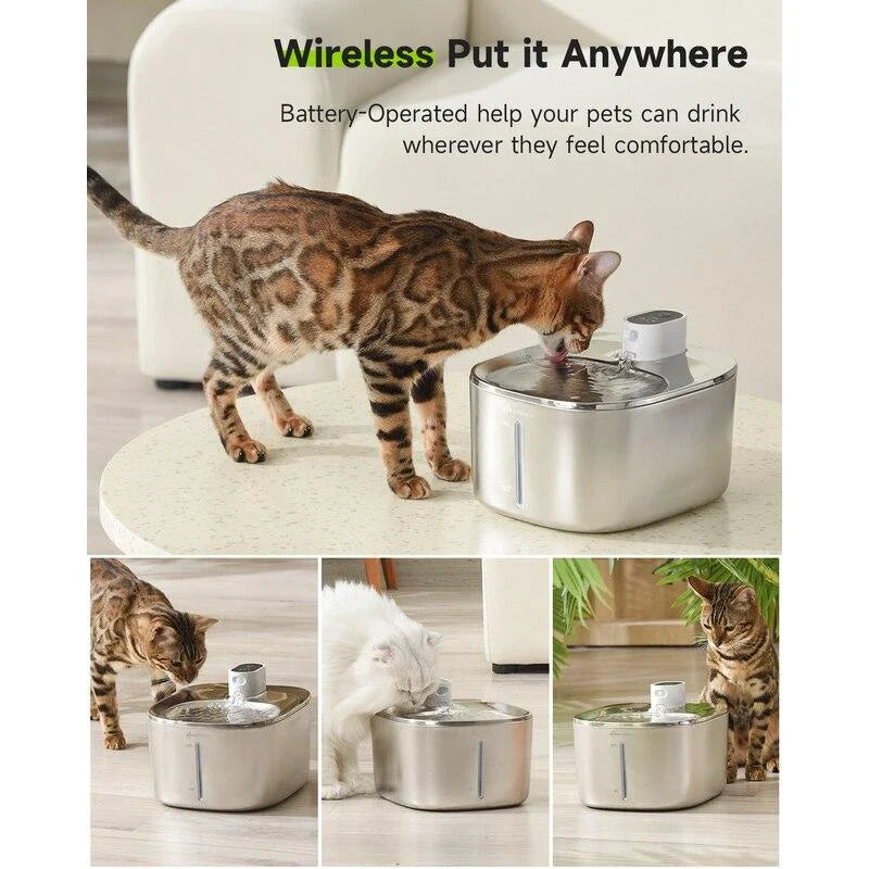 Shopfluxpro NZ Effortless Hydration: Wireless Stainless Steel Pet Water Fountain with Smart Sensor