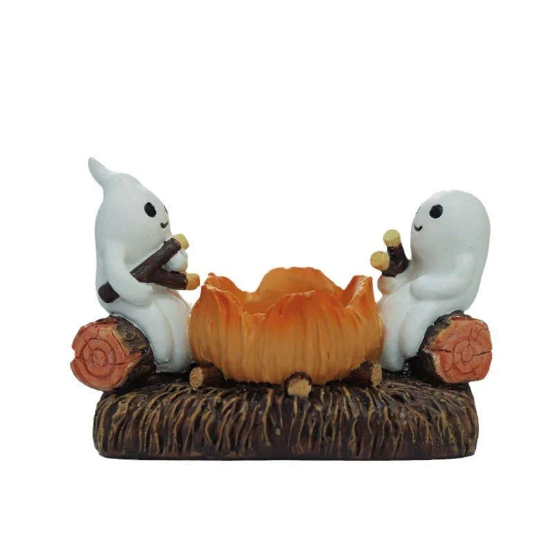 Flickering ghost campfire resin nightlight with realistic flame effect and spooky design