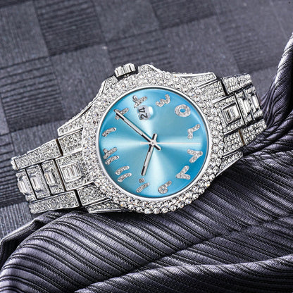 Elegant Kiwi-approved waterproof watch with diamond-encrusted dial and gold-plated strap
