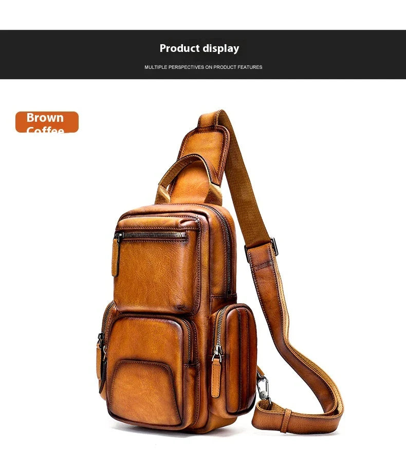 A premium cowhide chest bag with a sleek, minimalist design, perfect for the modern Kiwi on the go.