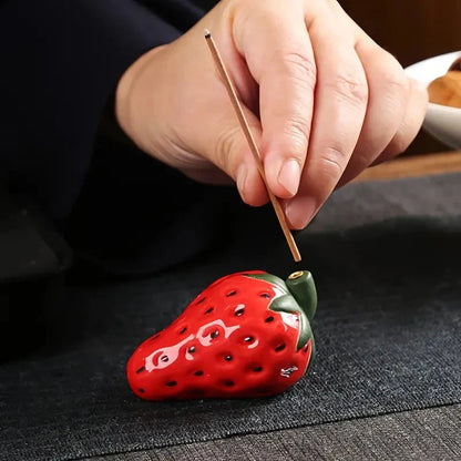 Porcelain Strawberry Incense Holder - A charming and functional addition to Kiwi homes, featuring a unique strawberry design and durable ceramic construction.