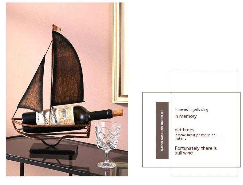 Stylish iron sailboat-shaped wine rack, a modern and nautical decor piece for Kiwi homes