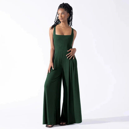 Sleeveless jumpsuit with wide-leg pants, designed for modern New Zealand women's summer style