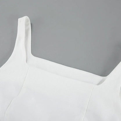 Stylish sleeveless top with square neckline in white, made from premium rayon blend fabric