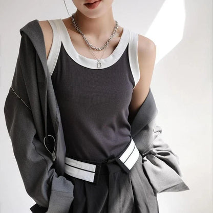 Knitted ribbed cotton camisole in army green color, designed for Kiwi women with a flattering, versatile silhouette.