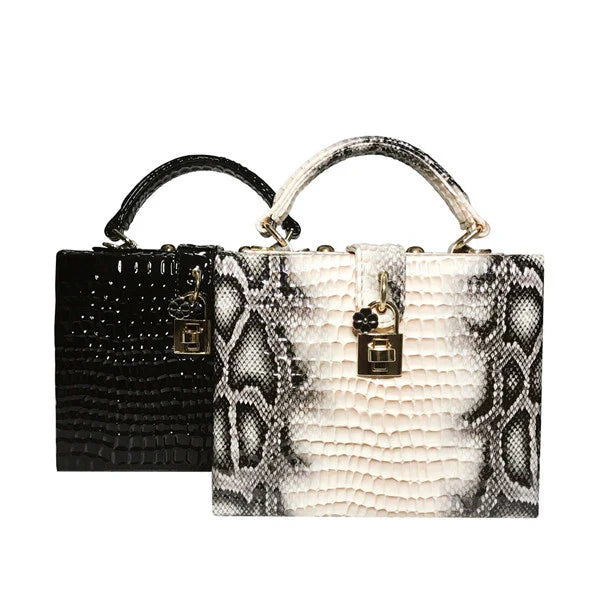 Eco-Friendly Python Print Handbag with Roomy Interior and Adjustable Shoulder Strap