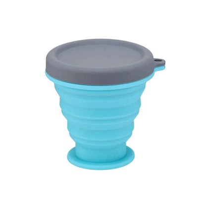 Compact, collapsible silicone cup in various colors, perfect for Kiwi travelers and adventurers