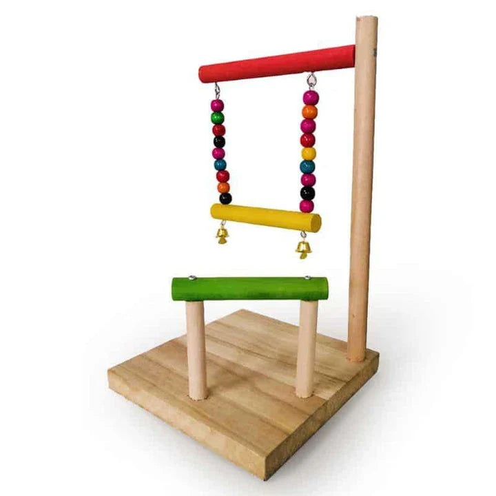 Versatile Wooden Perch with Adjustable Height and Removable Trays for Kiwi Birds