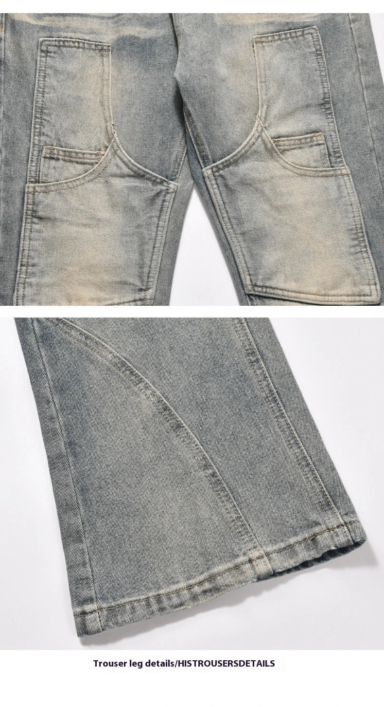 Relaxed, straight leg casual denim jeans with a distressed finish, made from premium New Zealand cotton