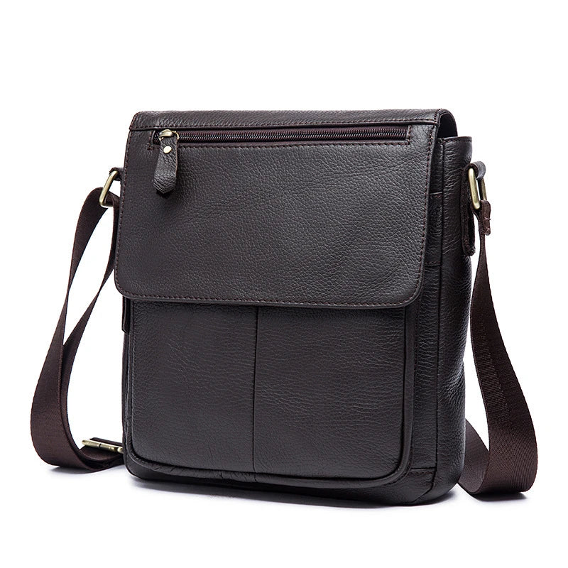 Premium leather shoulder bag with adjustable strap and organizational pockets, perfect for the modern Kiwi man's everyday carry needs.