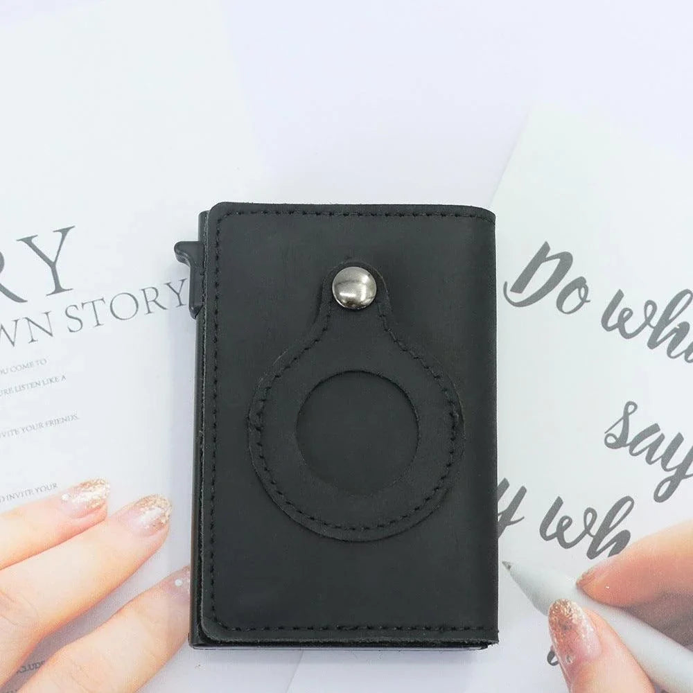 Automatic Leather Card Case with Anti-loss Feature - Compact, Secure, and Stylish Card Storage Solution