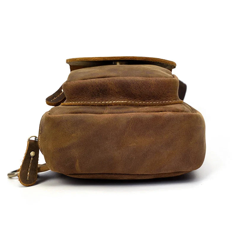 Premium leather chest bag with multiple pockets and adjustable strap, perfect for active Kiwi lifestyle