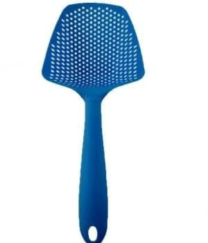 Eco-Friendly Nylon Colander Spoon in various colours, featuring a lightweight design and versatile 2-in-1 functionality for Kiwi kitchens.