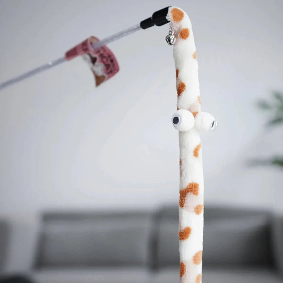 Premium suede cat wand toy with lifelike 55cm snake teaser, designed to stimulate your feline's natural hunting instincts and promote active playtime