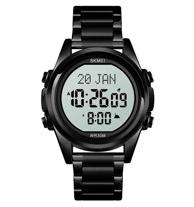 Premium men's electronic watch with Arab steel casing and stylish gold, rose gold, or black finish