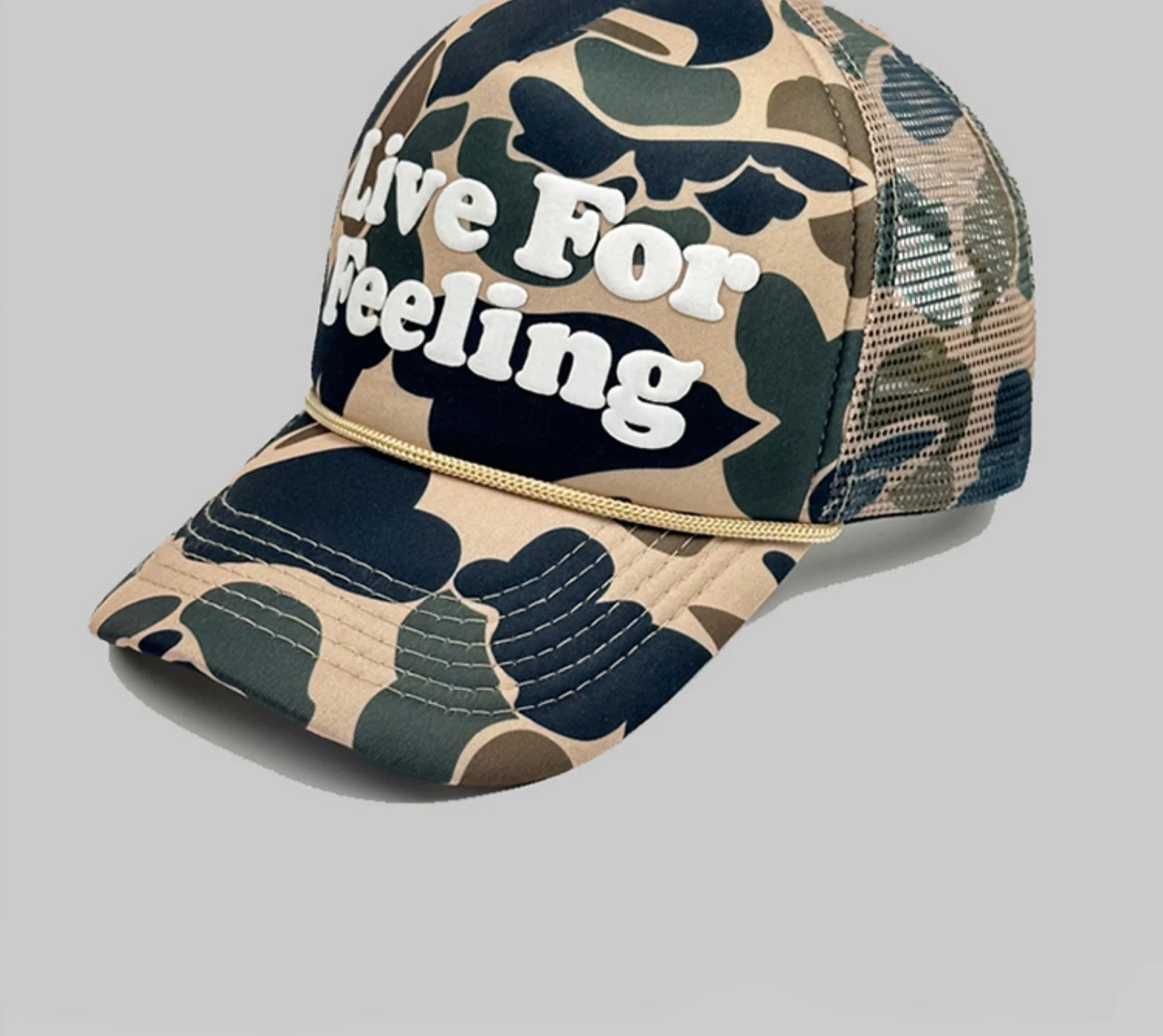 A premium cotton-poly camouflage hat with an adjustable strap for a comfortable, customized fit.