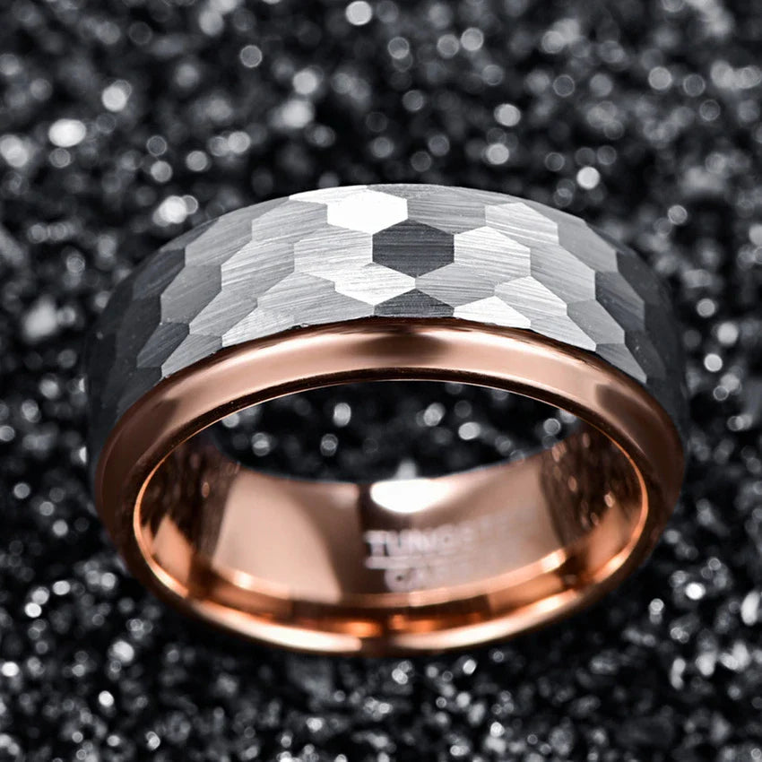 Rose gold-plated tungsten steel ring with a sleek, minimalist design for the fashion-forward Kiwi man