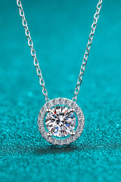 A stunning 1 carat moissanite pendant necklace made with 925 sterling silver and zircon accents, crafted in New Zealand