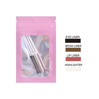 A multi-functional waterproof makeup pencil that can be used as an eyebrow pencil, eyeliner, lip liner, and highlighter.