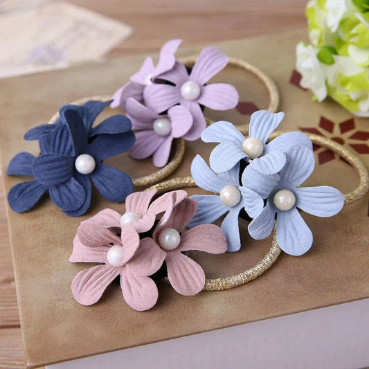 Stylish purple floral elastic hair rope accessory for women