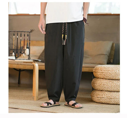 Stylish New Zealand men's casual pants made of innovative ice silk fabric with a tailored harem-inspired design