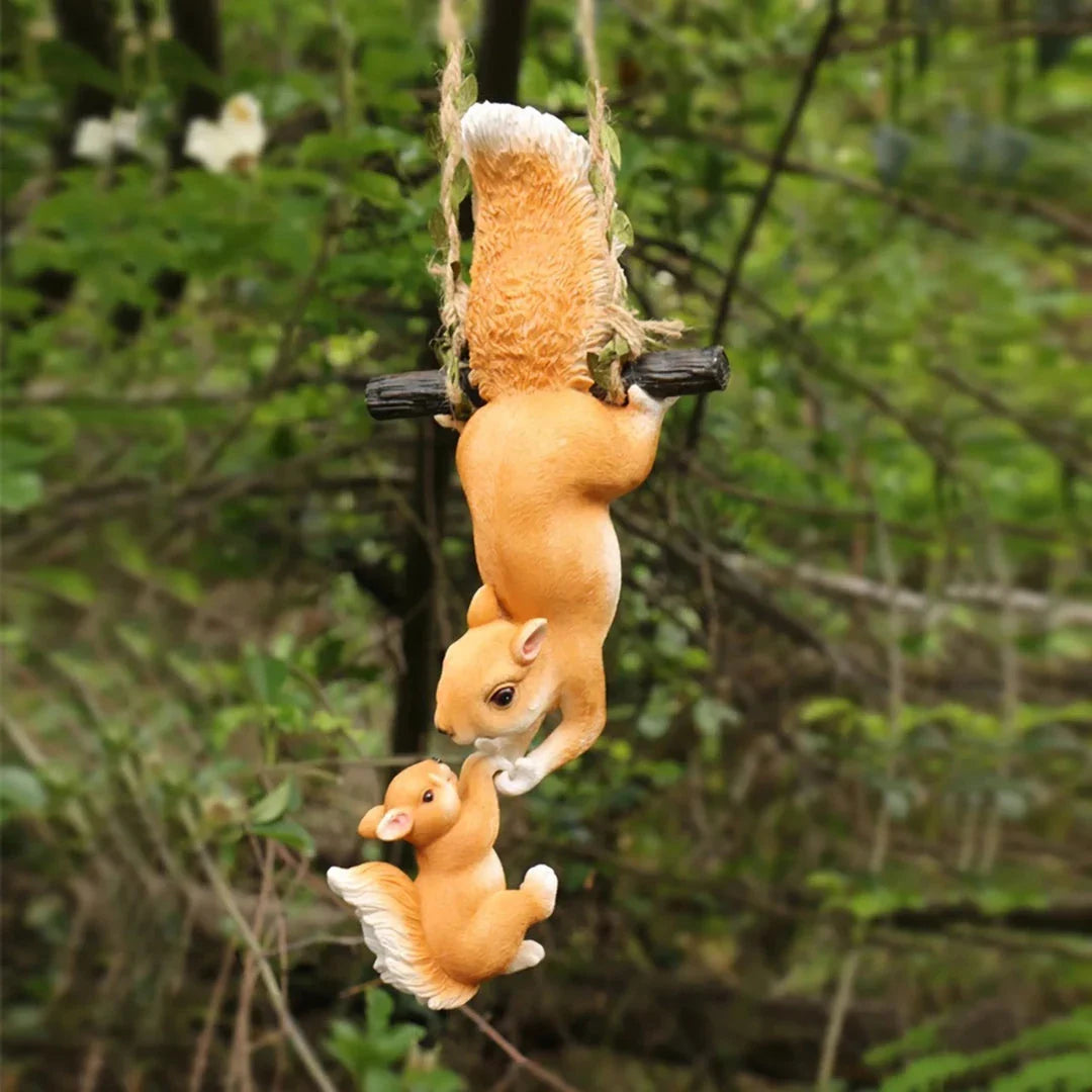 Charming resin figure of a climbing squirrel ornament for outdoor garden decor