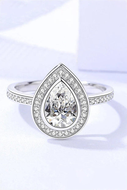 925 Sterling Silver Teardrop Moissanite Ring with elegant, minimalist design and sparkling center stone