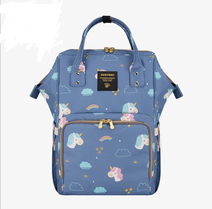 Stylish and practical mummy bag with reinforced handles, durable buckles, and separate bottling area for Kiwi mums