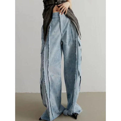 Trendy tie-dye denim pants with high-waist, straight-leg design for fashionable Kiwis