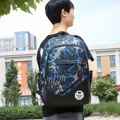 Flower-patterned nylon backpack with zipper opening and roomy interior, perfect for Kiwi students