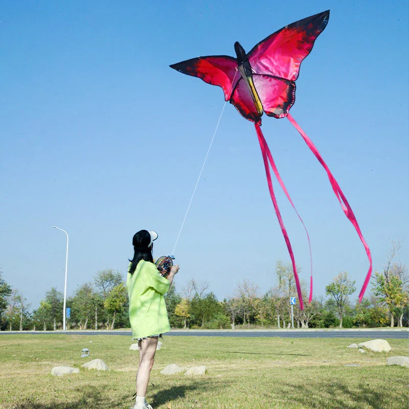 Shopfluxpro NZ Vibrant Red Butterfly Kite with 100m String - Ready for Kiwi Skies