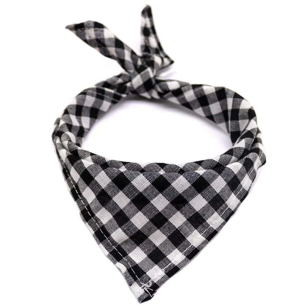 Stylish plaid bandana made of premium New Zealand cotton for pets, available in small and medium sizes