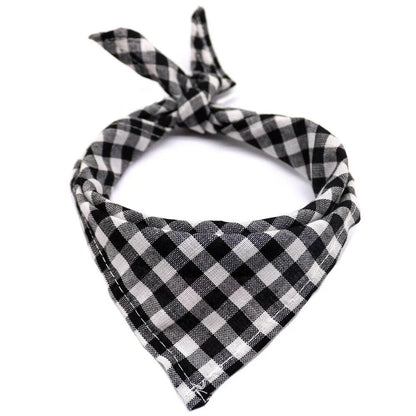 Stylish plaid bandana made of premium New Zealand cotton for pets, available in small and medium sizes
