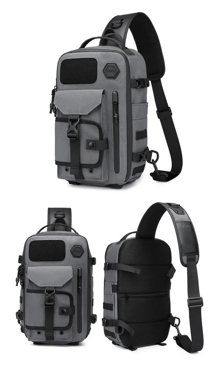 A rugged, waterproof crossbody bag with an adjustable, telescopic design for active Kiwi men