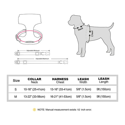 Adjustable mesh dog collar harness and leash set with cute bowknot design, available in various colors for small to medium-sized dogs