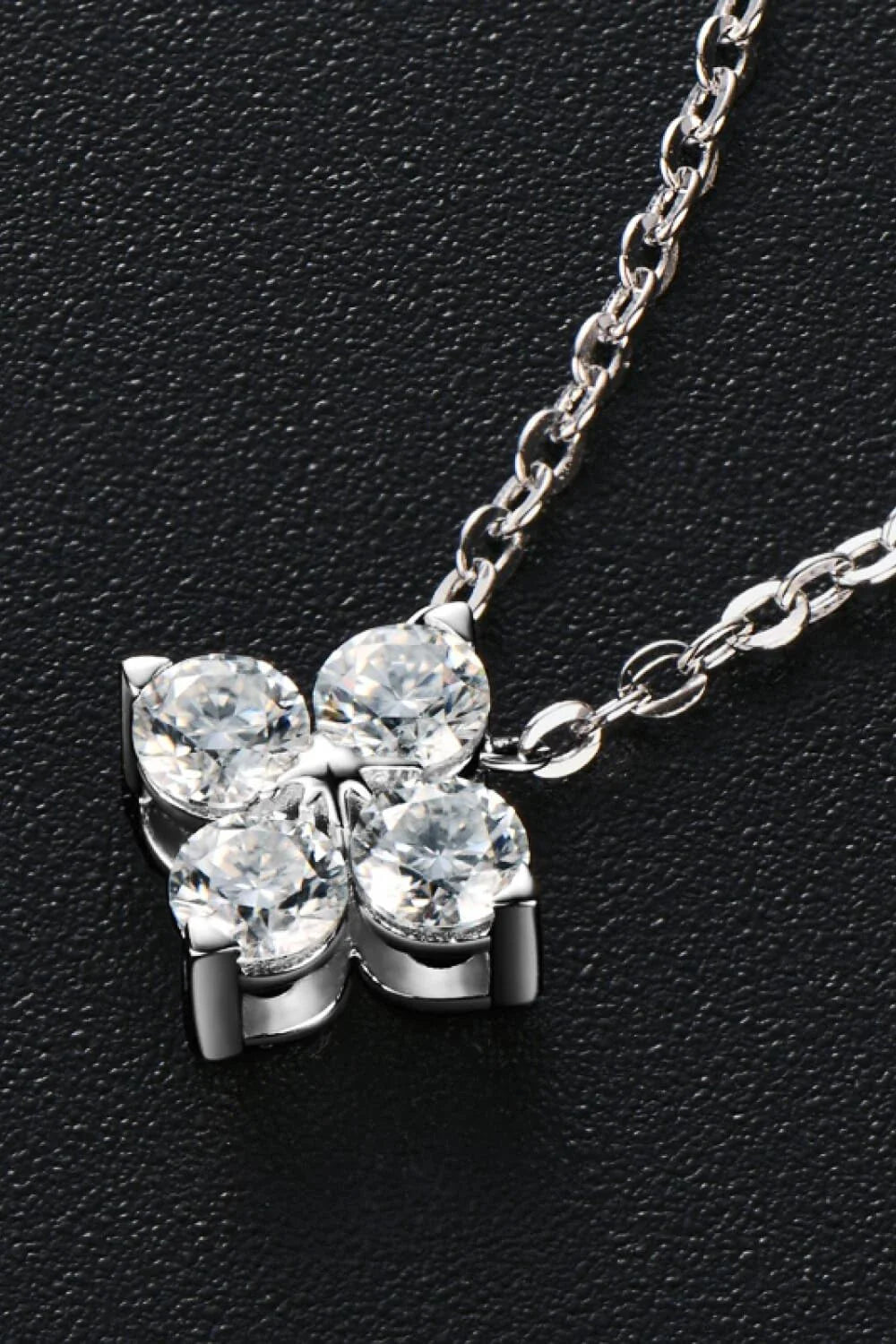 Elegant moissanite four-leaf clover pendant necklace with 925 sterling silver chain