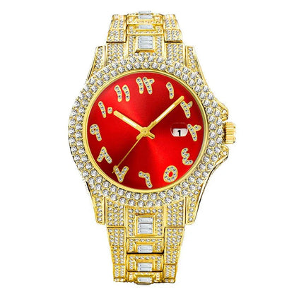 Elegant Kiwi-approved waterproof watch with diamond-encrusted dial and gold-plated strap
