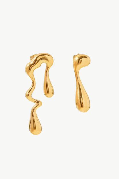 18K gold plated geometric mismatched earrings with a captivating design and durable titanium steel construction