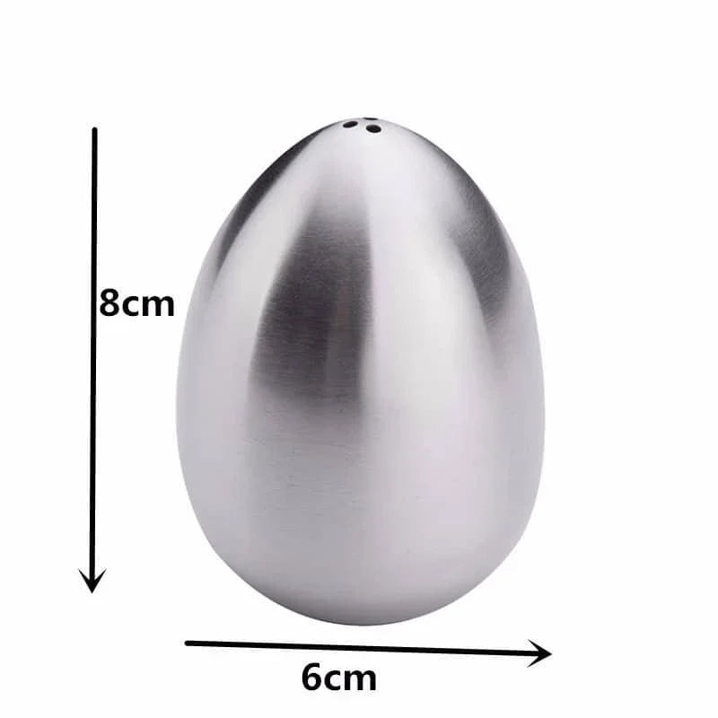 Trendha Egg-Shaped Stainless Steel Pepper and Salt Shaker Set in silver colour