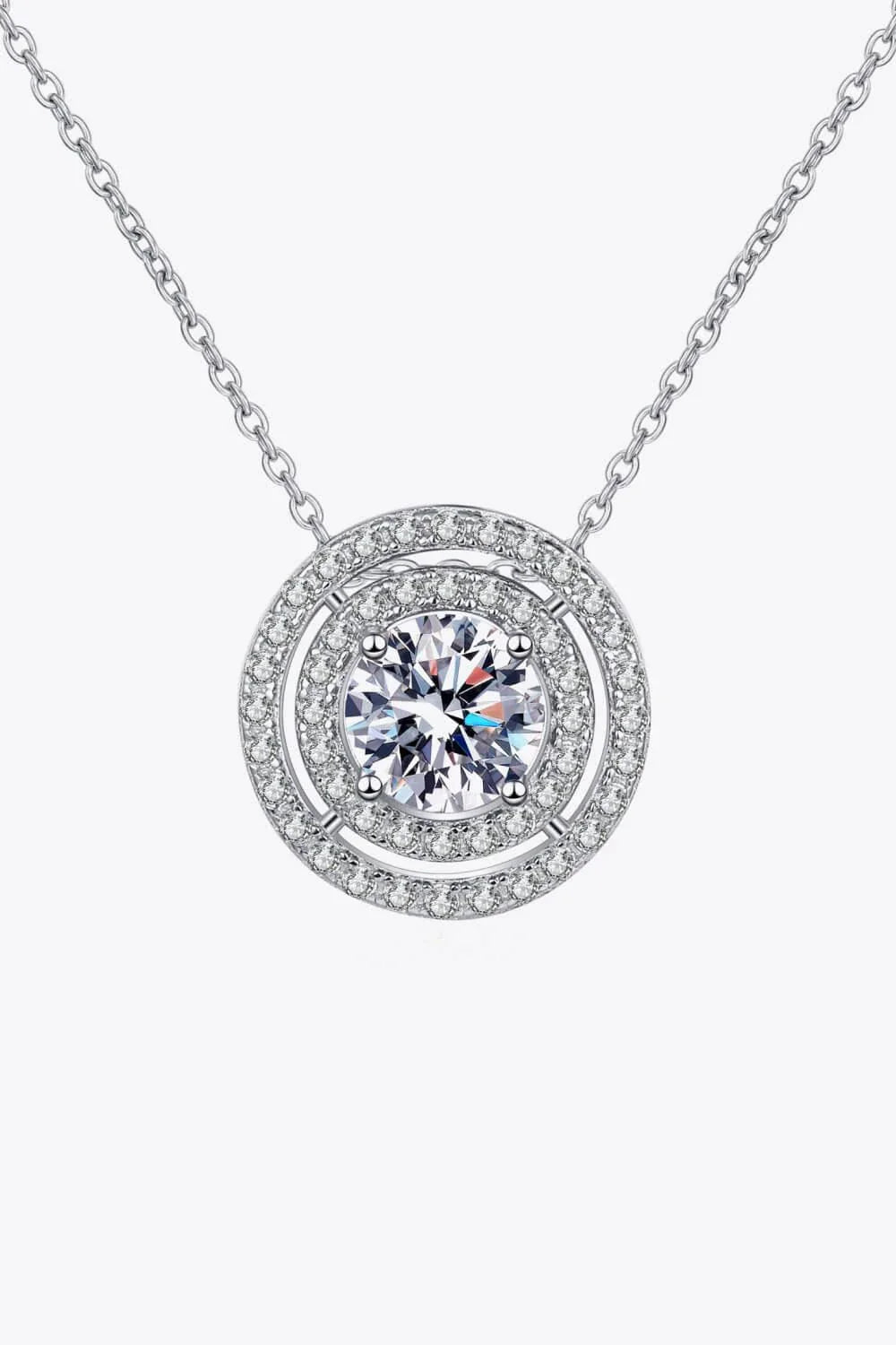 Elegant Moissanite Necklace in 925 Sterling Silver with Rhodium Plating