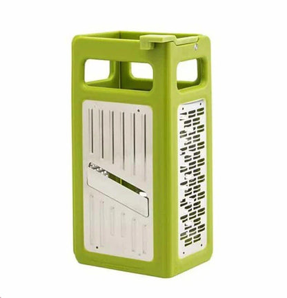 A premium 4-in-1 stainless steel kitchen grater with a versatile design for grating, slicing, shredding, and julienning ingredients for Kiwi cooking and baking.