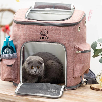 Melange colour backpack cat carrier in various colours, featuring a spacious, well-ventilated interior and a sleek, stylish design for your pet's comfort and safety.