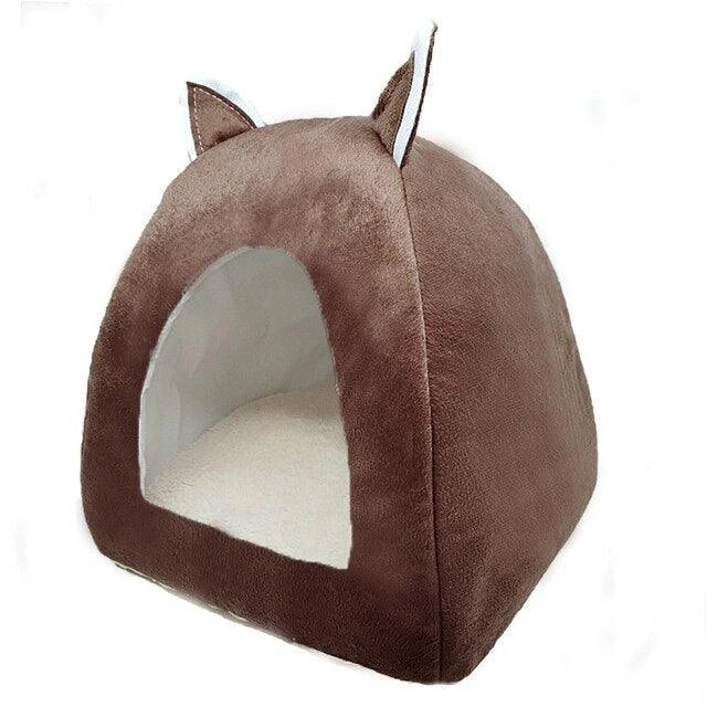 Cosy and foldable cat bed with interactive ball toy, available in a range of stylish colours to match your home decor