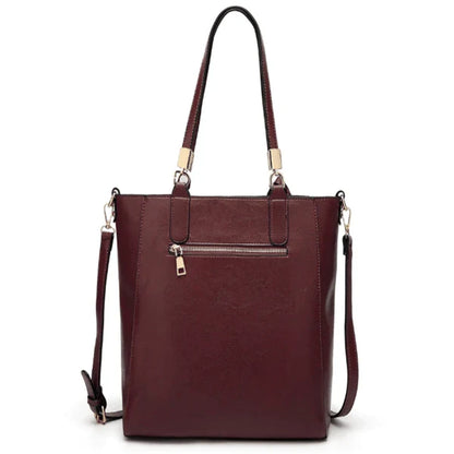 Stylish hollow handbag with adjustable straps, multiple interior pockets, and a durable PU leather construction