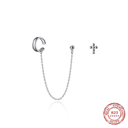 Unique one-piece sterling silver earring and ear clip set designed by New Zealand artist Xia Chunyin