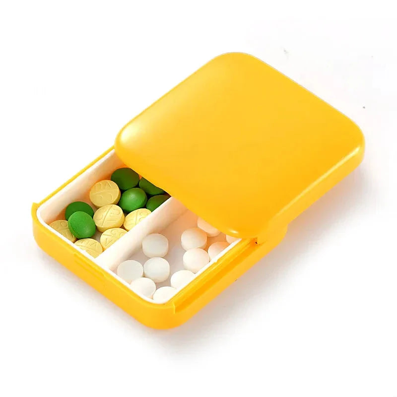 Compact 2-Grid Portable Mini Pill Box - Premium Aussie-made ABS pill organiser with dual compartments and push-pull mechanism for easy, on-the-go access to your medications.